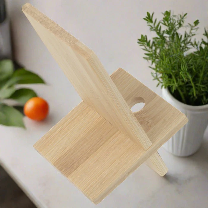 Engraved Bamboo Phone Stand - Image 4
