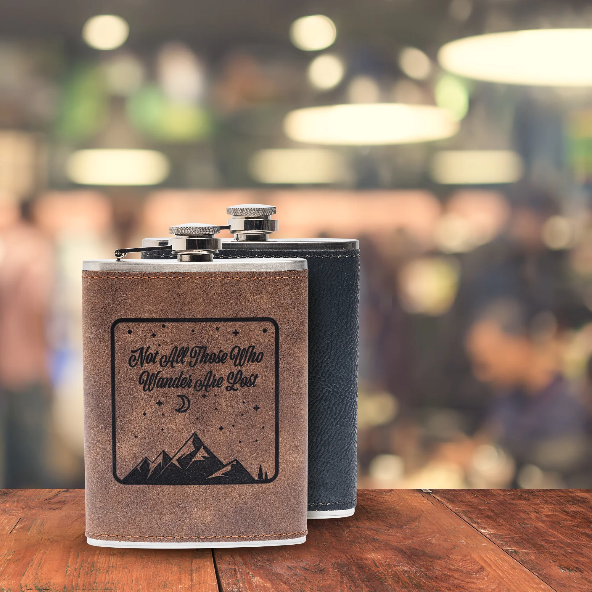 Engraved Leather Flasks - Image 5