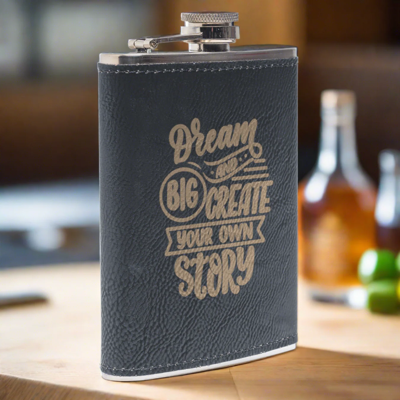 Engraved Leather Flasks - Image 7