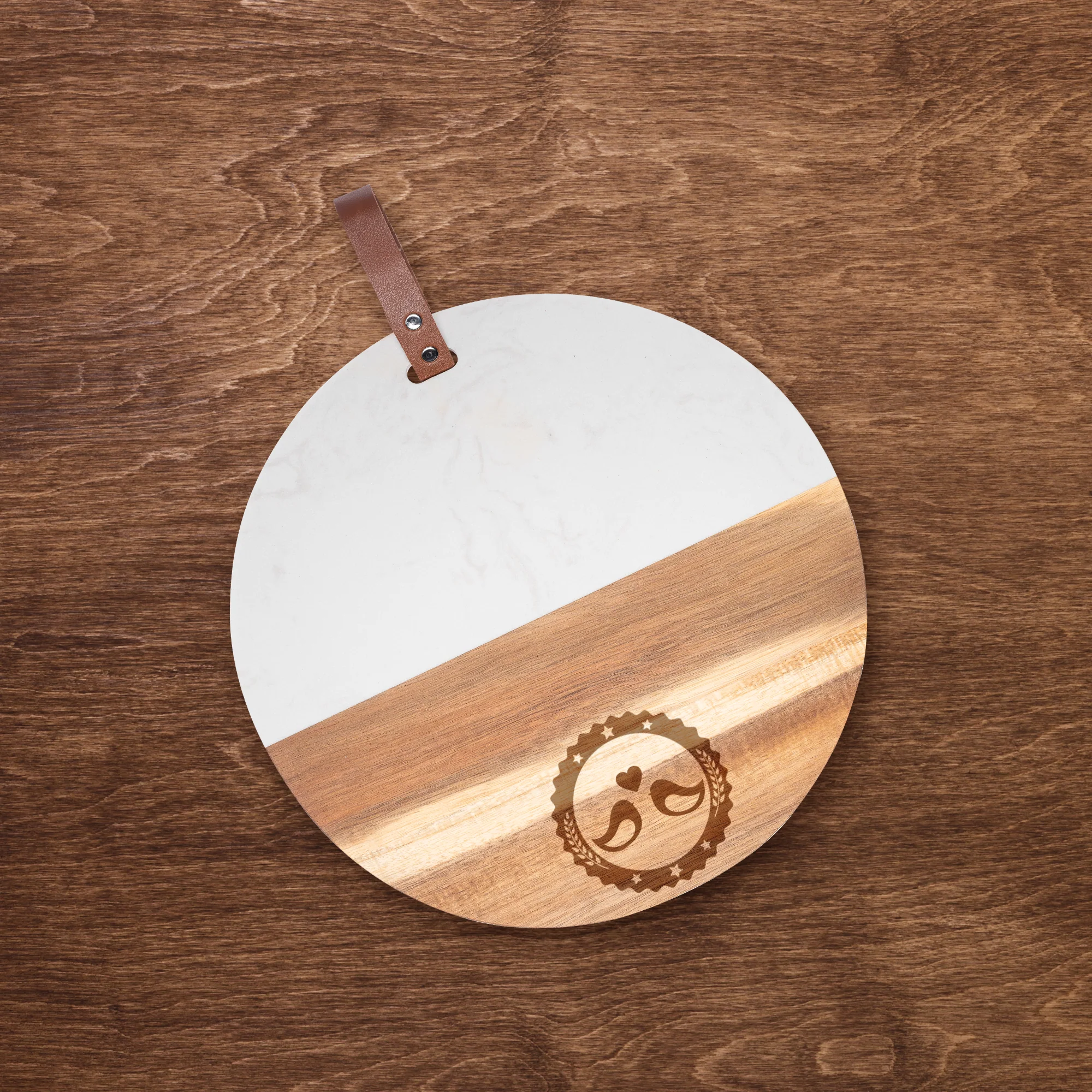 Round Wood & Marble Cutting Board - Image 4